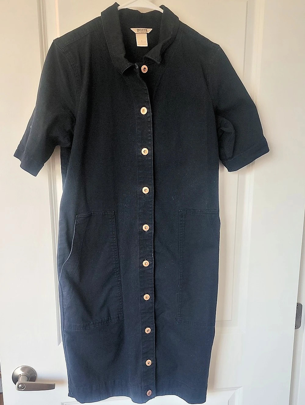 Duluth Trading Black Button-Front Midi Dress Size Small